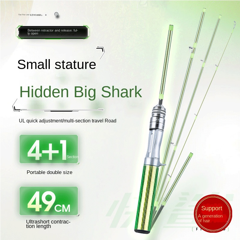 Fast Shark Fishing Fan Travel Road Ya Rod 5-Section Soft Tune 49cm Collapsed 1.5-1.68m Portable Straight Handle Fishing Rod Set – Fishing Rod – view 2