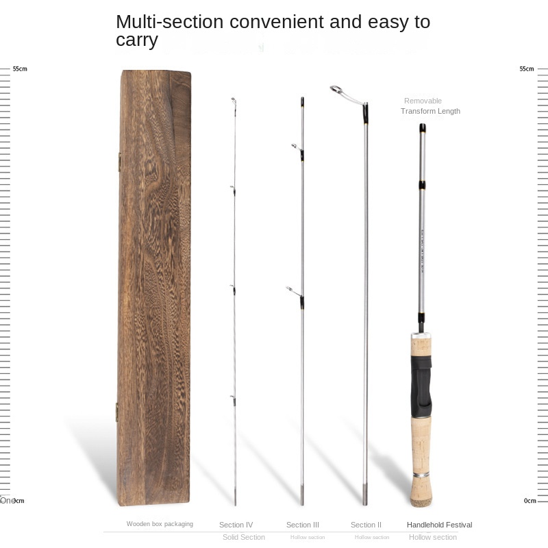 Portable Version Micro-object Soft Adjustment for Adjustable Carbon Horse Mouth Pole Road Sub-pole Set 4-section 55cm Fishing – Fishing Rod – view 3