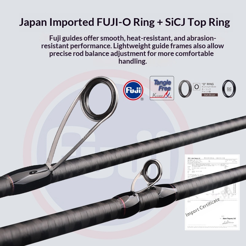 CHEERY Fuji O SIC Guide Ring Carbon Fishing Rod for Perch & Mandarin Fish Straight Handle Far-cast River Use Wholesale – Fishing Rod – view 3