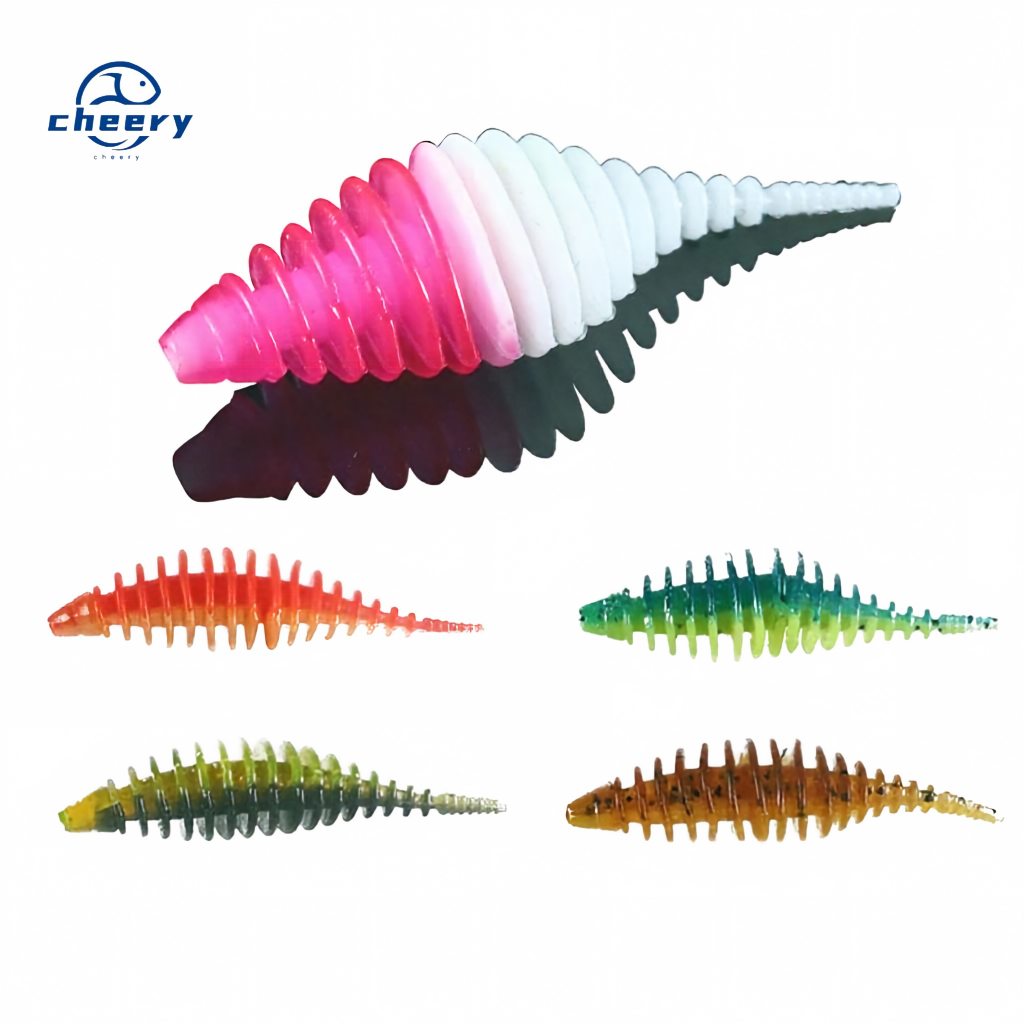 CHEERY 1pc/bag 50mm 1.6g Double Color PVC Soft Worm Bait Artificial Plastic Fishing Lure Saltwater Fish Marlin Lake Bass Catfish – Worms & Grubs – view 1