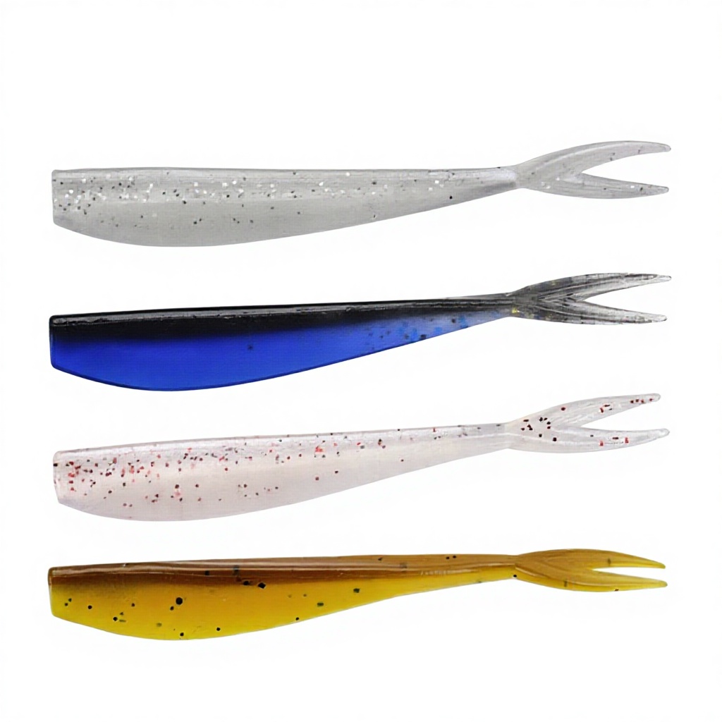 Newbility 70mm 1.2g Soft Fishing Baits Double Color Split-tail Silicone Fishing Saltwater Fish Marlin Ocean Boat Fishing – Worms & Grubs – view 4