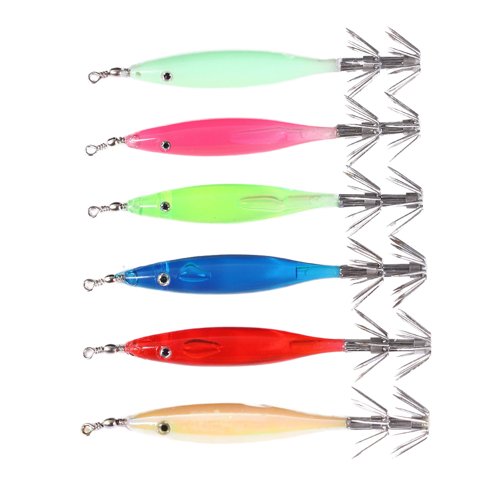 Top Right FH225 80mm 3.6g ABS Squid Jig Hook Electroplating Colorful Mini Luminous Midwater Bait Lure for Zander Sea Fishing – Wood Shrimp – view 1