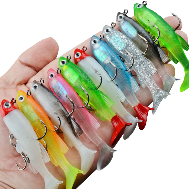 Black Minnow 8cm/2.8in 14g Soft Vibe Fishing Lure PVC Artificial Bait with Cool Hooks Printed Freshwater Bass Target – Worms & Grubs – view 4