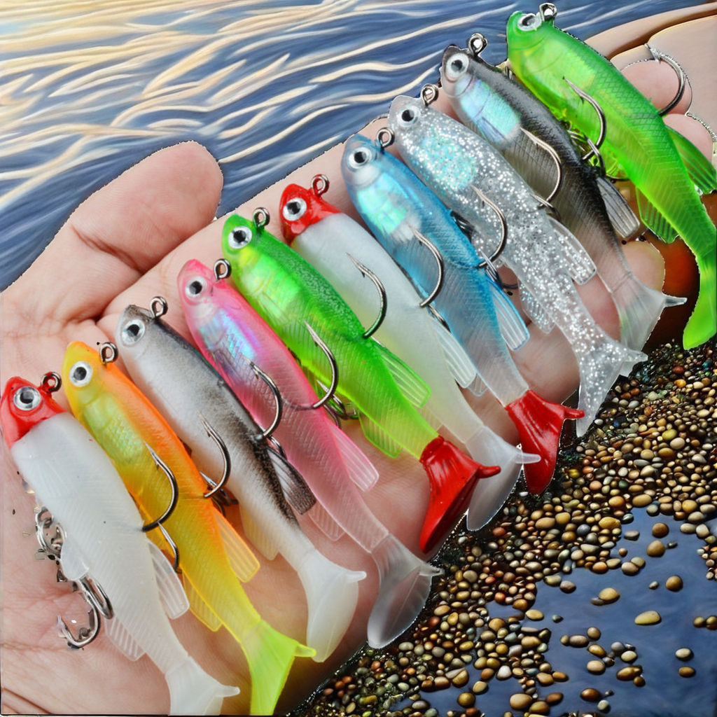 Black Minnow 8cm/2.8in 14g Soft Vibe Fishing Lure PVC Artificial Bait with Cool Hooks Printed Freshwater Bass Target – Worms & Grubs – view 2