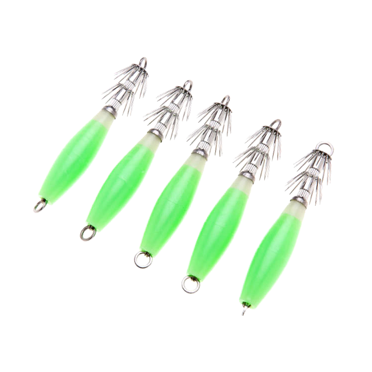 10cm 15g Glow-in-The-Dark Double Wire Metal Octopus Squid Jig Hook Luminous Swim Bait for Saltwater Fish – Wood Shrimp – view 1