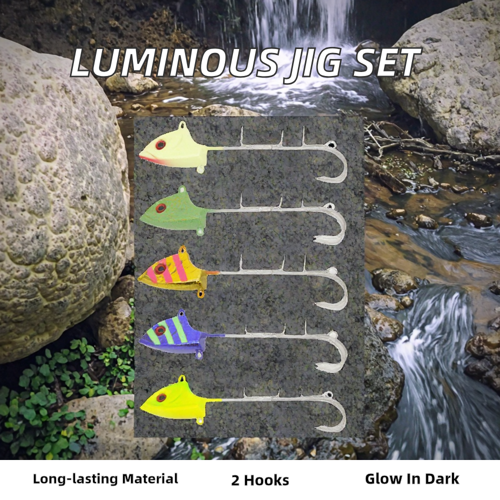 New 15g Lead Jig Head Double Hook Fishing Hooks Luminous Hairtail Root Lure Insect Bait Lake – Fishhook – view 2