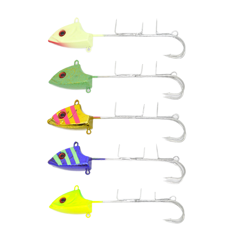 New 15g Lead Jig Head Double Hook Fishing Hooks Luminous Hairtail Root Lure Insect Bait Lake – Fishhook – view 1