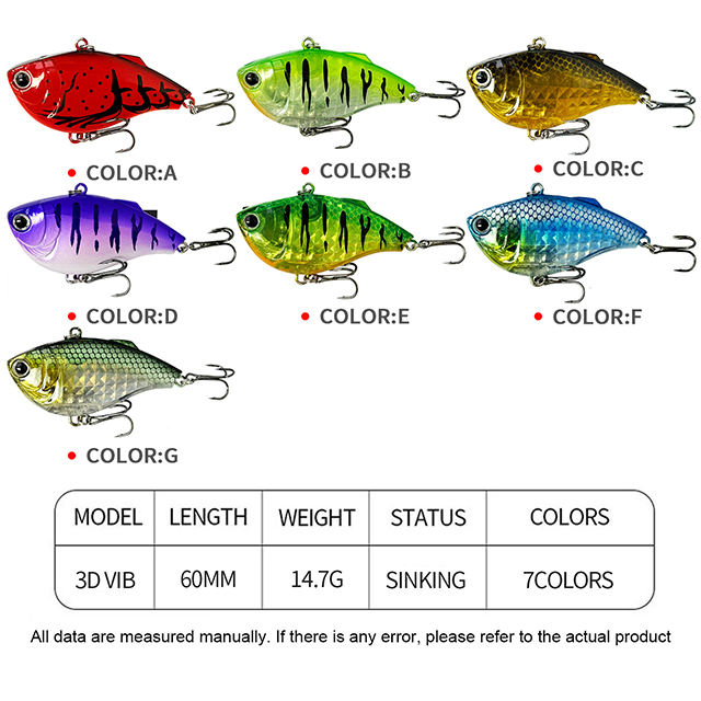 Cheery 60mm 14.7g Sinking Vib Fishing Lure Rattle Vibration Artificial Hard Bait Noisy Wobblers Pike Bass Saltwater Fish Salmon – Metal Lure – view 2