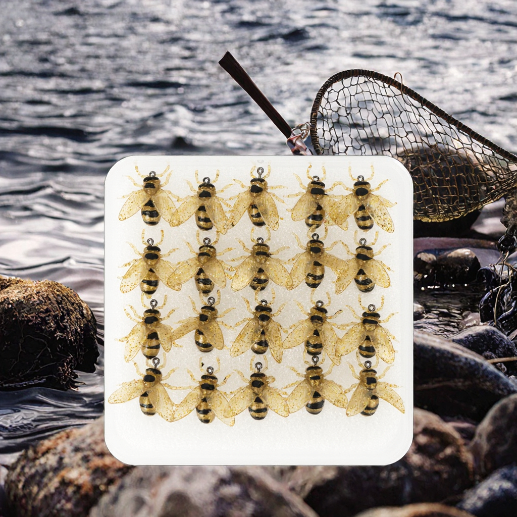 20pcs Silicone Simulation Bee Trout Fly Fishing Lure with Hook 40g Bionic Bait Soft Tackle Artificial Insect Fishing Tools – Soft Lure – view 3