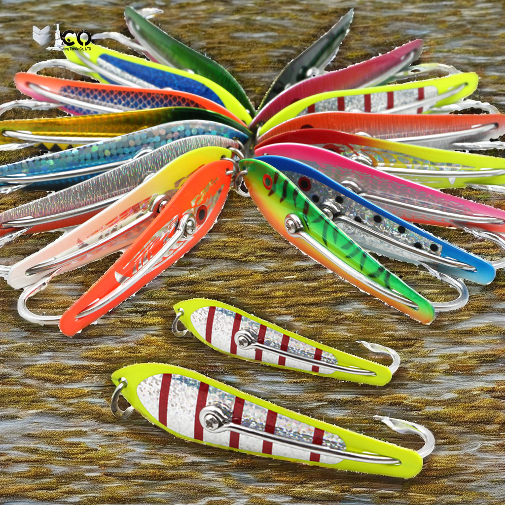 4Inch Single Double Hook Trolling Spoon Lure for Kids High Carbon Steel Selco Brand Saltwater Fish Ocean Boat Fishing – Metal Lure – view 2