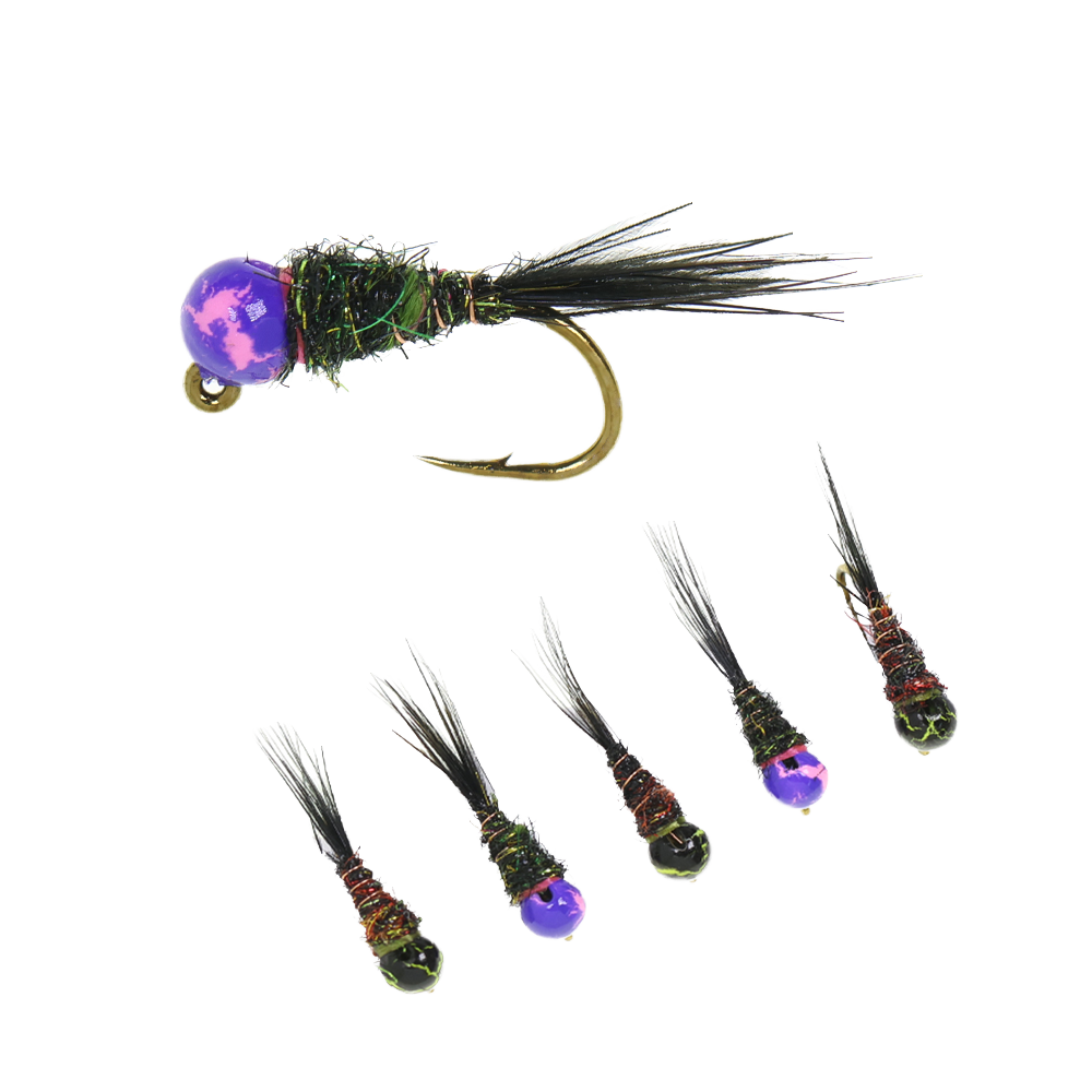Wholesale #16 Mottled Jig Bead Trout Fly Fishing Lures Fast Sinking Euro Wet Nymph Perdigon Nymph Bass Target Species – Other Hard Lure – view 4