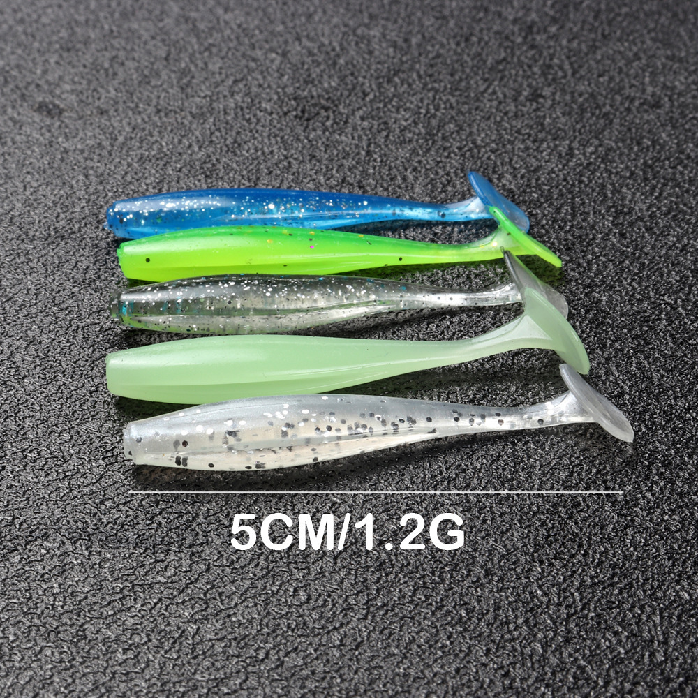 5cm 7cm Luya Smooth Two-Color T-Tail Artificial Soft Bait for Mandarin Fish-Stainless Steel Wave Design – Fishing Lure – view 2