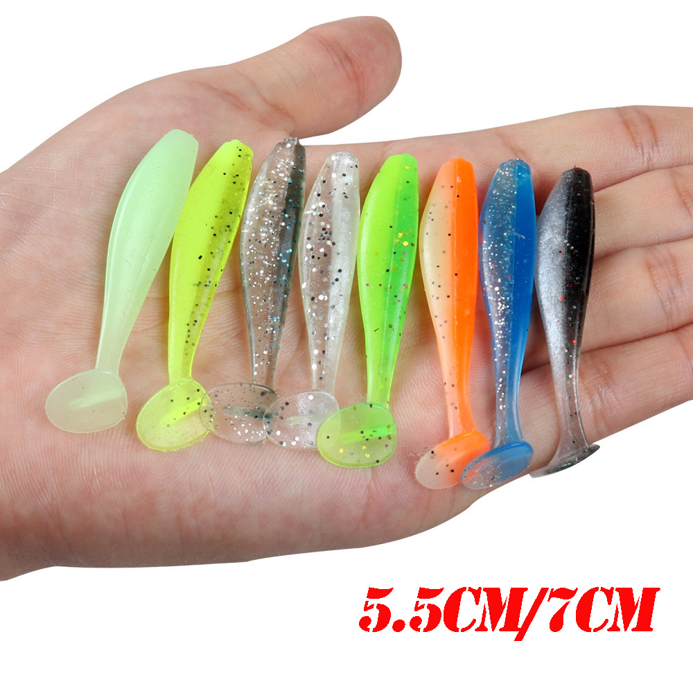 5cm 7cm Luya Smooth Two-Color T-Tail Artificial Soft Bait for Mandarin Fish-Stainless Steel Wave Design – Fishing Lure – view 1