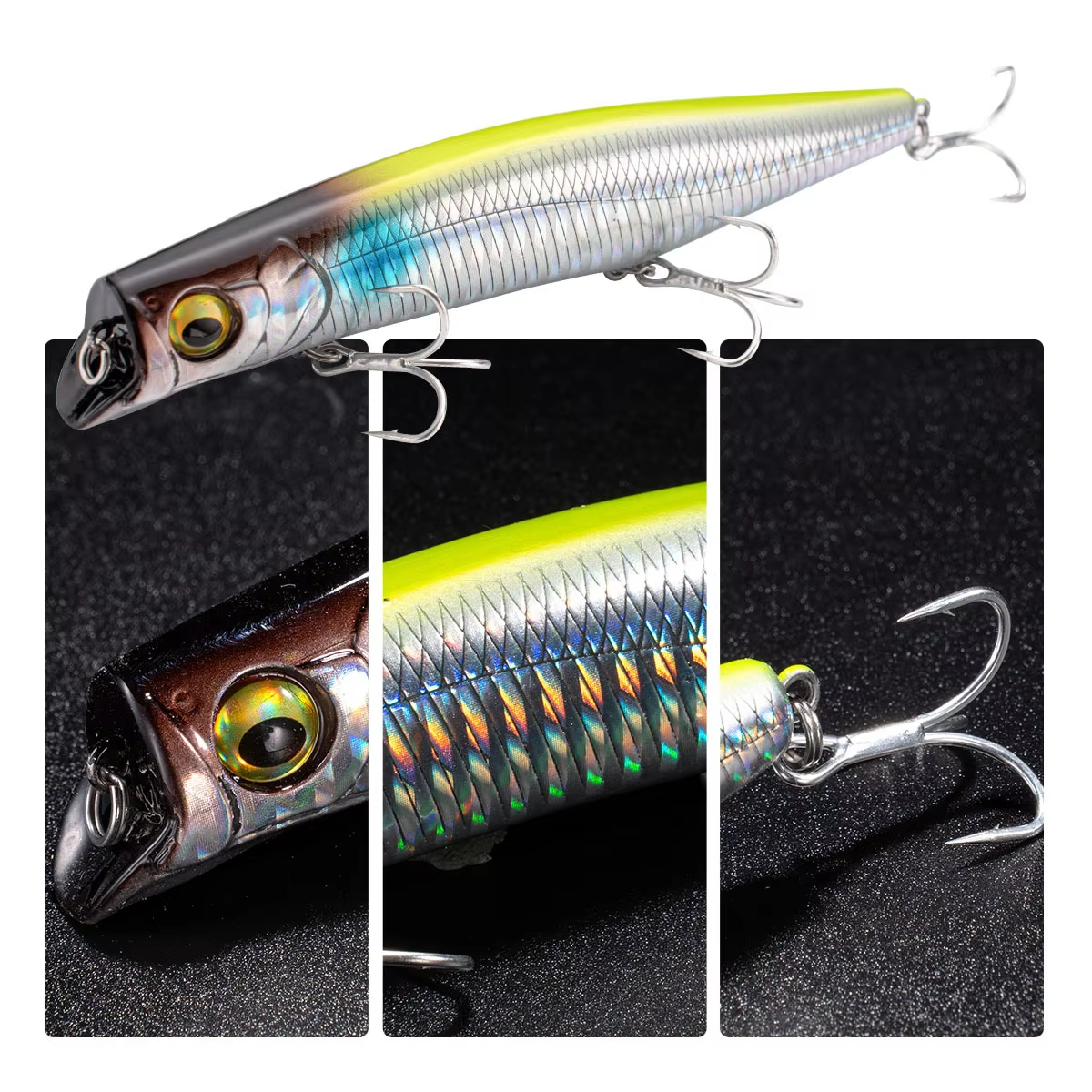 Cheery 12cm 21.7g Deep Diving Floating Hard Fishing Saltwater Abs Minnow Lures Topwater MINNOW for Sea Bass NO LIP Fishing Lure – Popper – view 5
