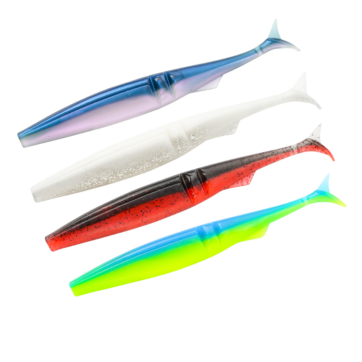 Cheery Crappie Fishing Lure Multi-section PVC Lure Artificial SINGKING Soft Bait T-Tail Perch Dogfish 12cm/9.9g 5PCS Without Hoo – Worms & Grubs – view 5