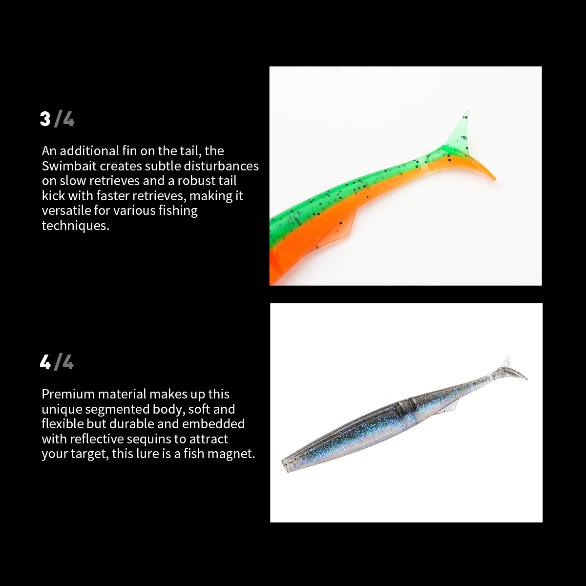 Cheery Crappie Fishing Lure Multi-section PVC Lure Artificial SINGKING Soft Bait T-Tail Perch Dogfish 12cm/9.9g 5PCS Without Hoo – Worms & Grubs – view 4