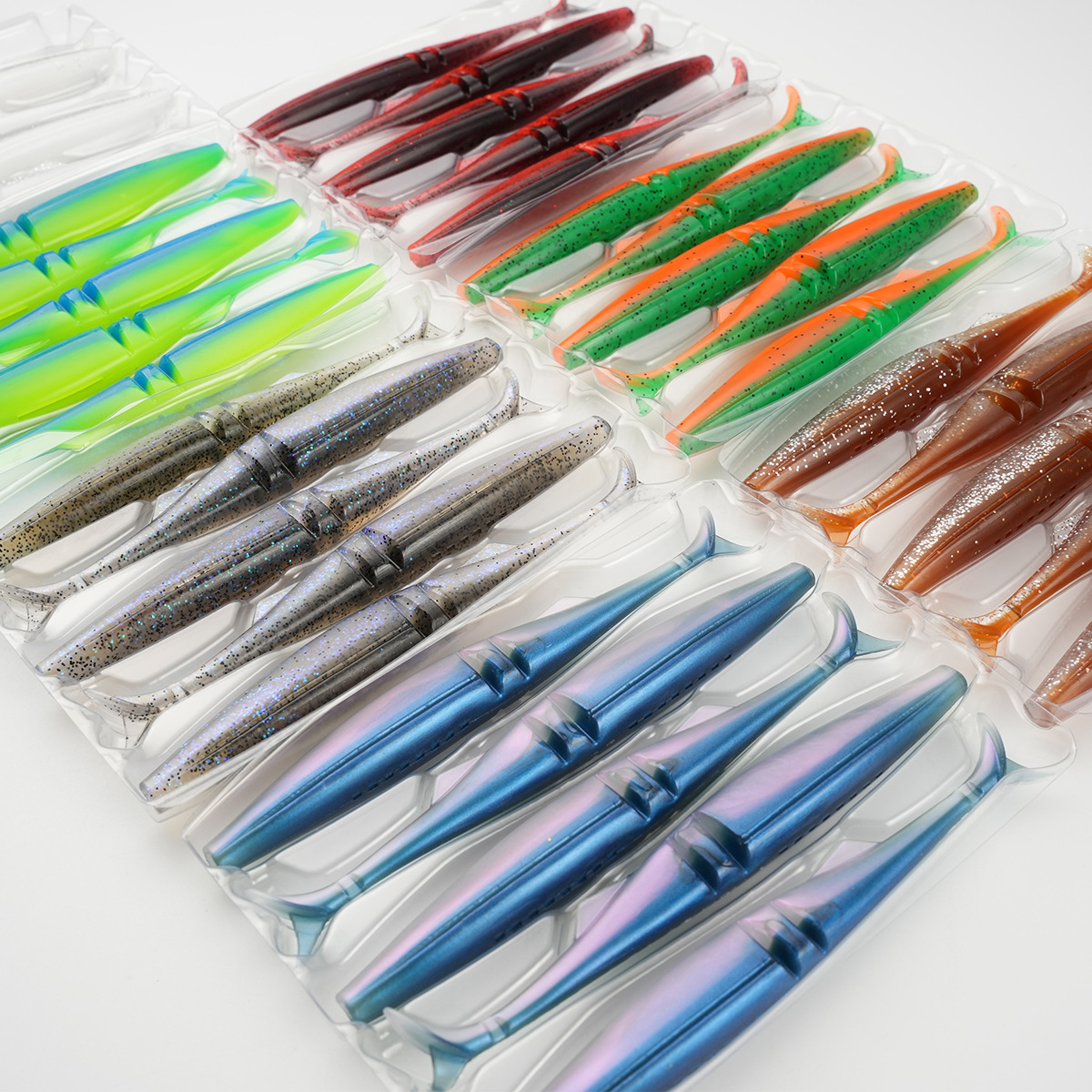 Cheery Crappie Fishing Lure Multi-section PVC Lure Artificial SINGKING Soft Bait T-Tail Perch Dogfish 12cm/9.9g 5PCS Without Hoo – Worms & Grubs – view 2