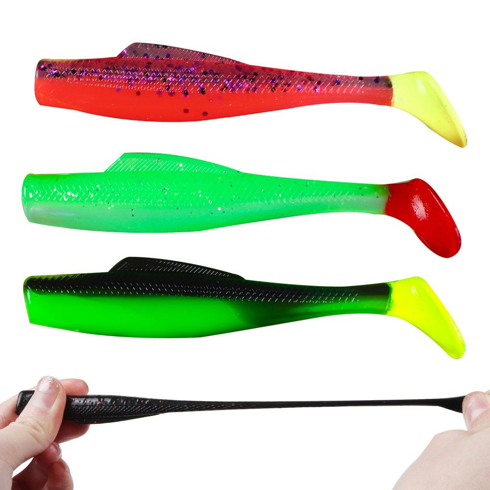 Cheery New 8.5cm 4.8g 6pcs/bag TPE Soft Fishing Lure T Tail Fishing Soft 15 Colors Bionic Saltwater Freshwater Black Bass Catfis – Worms & Grubs – view 1