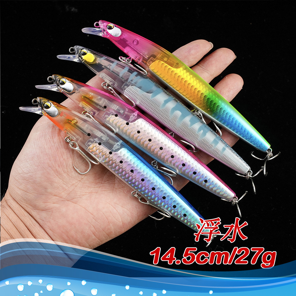 Cheery 14.5cm 27g 10color Floating Minnow Flash Scales Fishing Hard Lure Bait – Pencil – view 2