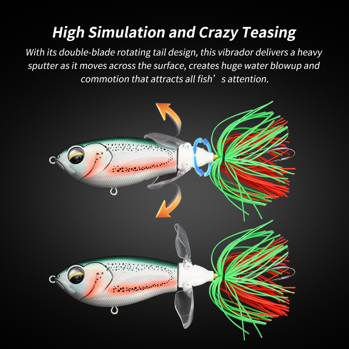Cheery 9.5cm 19.5g Floating Bait Double-blade Propeller Water Surface Tractor Pencil Bionic Noise Fishing Bait Lure – Pencil – view 3