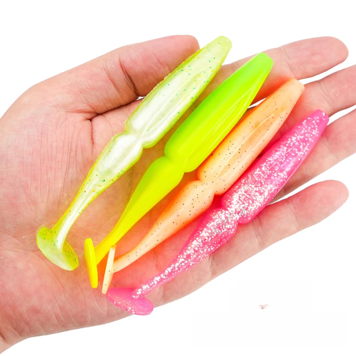 Cheery 4PCS 11CM 12G Soft Lure Paddle Tail Double-Joint Large T-Tail PVC BaitBeaked Bass Soft Insect for Mandarin Fish Sea Fishi – Worms & Grubs – view 1