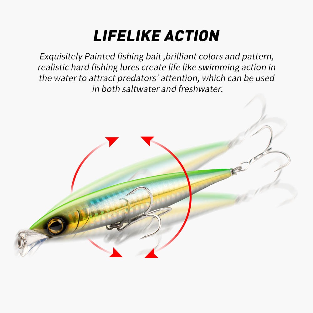 Cheery Wholesale 6 Colors 31g 41g Sinking Minnow Lure Hard Bait Fishing Lures with Treble Hook Artificial Hard Lure Fishing Bait – Minnow – view 3