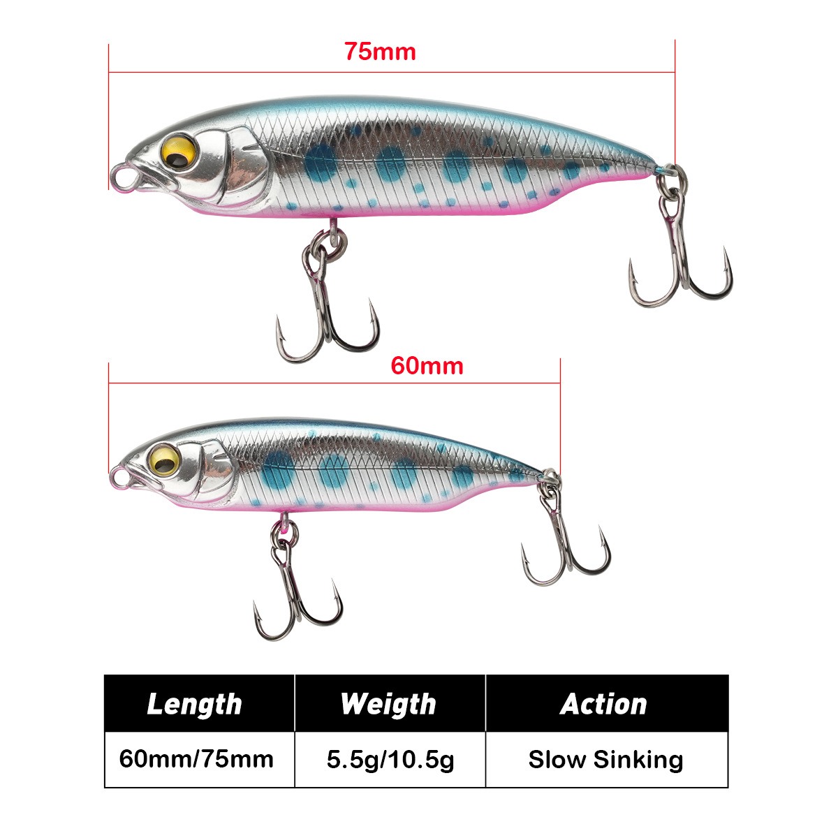 Cheery New 60mm 75mm ABS Hard Baits With Hooks Floating Baits Long Casting Sinking Fishing Lure Bionic Artificia Fishing Lure – Pencil – view 3