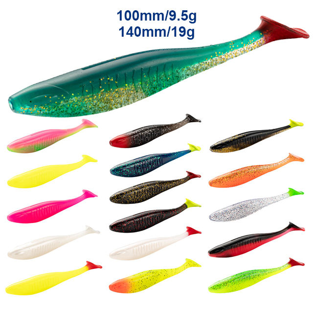 Cheery Wholesale 5/4pcs Per Pack Artificial Soft Lures Fishing 10cm 14cm Floating Fish T Tail Worm Baits for Freshwater Fish & C – Worms & Grubs – view 1