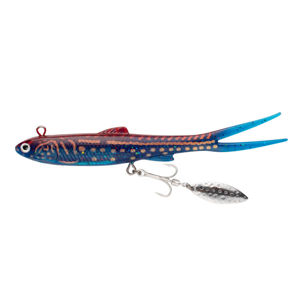 Cheery Fork Tail Lead Head Jig Lure with Spinner Blades and Treble Hooks for Bass Fishing – Soft Lure – view 2