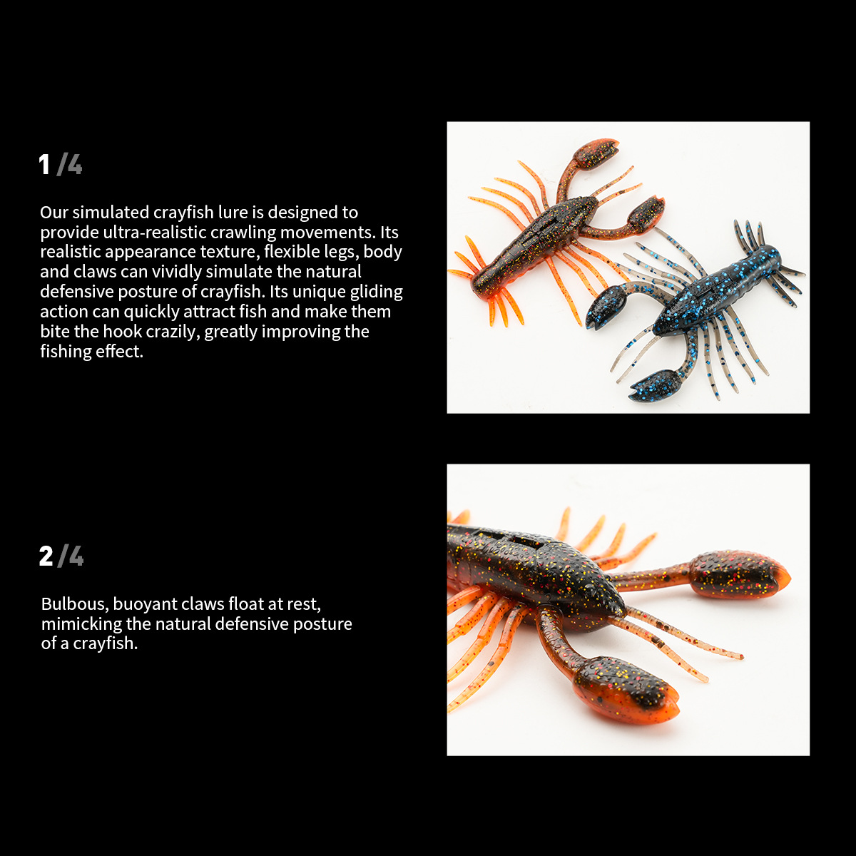 Cheery Stainless Steel Luya Soft Shrimp Floating Swaying 8cm/8.7g Ned Inverted Fishing Bass Artificial Soft Bait 4 Pack Without – Soft Lure – view 3