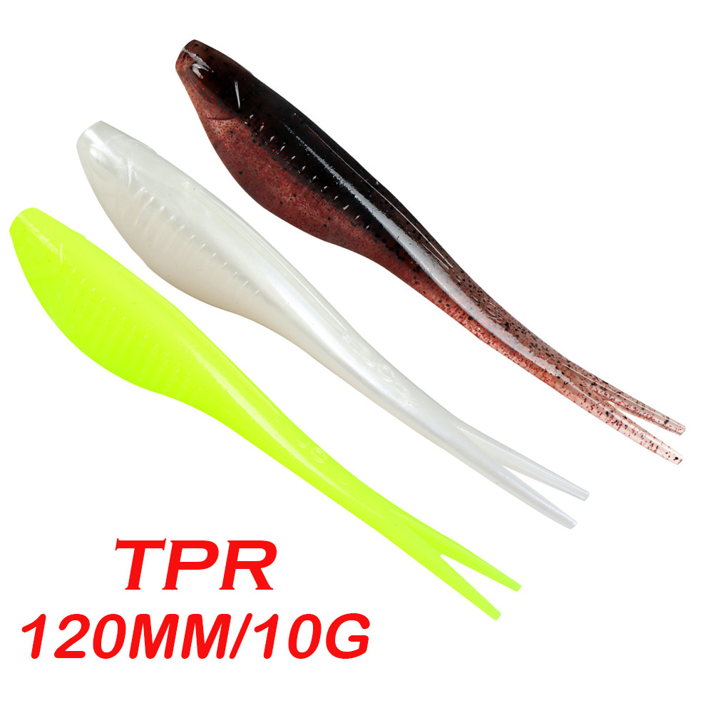 Cheery Guosong Wholesale Fork Tail 12cm 10g Floating Silicone Soft TPR Bait Lure Saltwater Jerk Shad Baits for Pike Fishing – Worms & Grubs – view 1