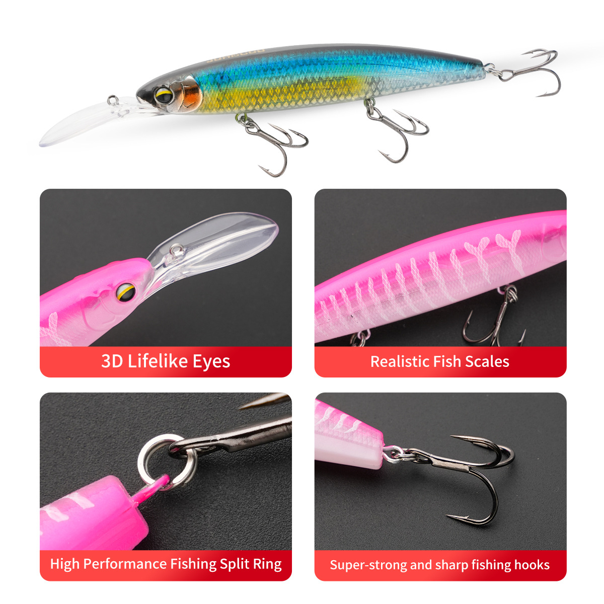 Cheery Lure Bionic Long Tongue Plate Fishing Bait 16cm29g Floating Water Trolling Boat Yellow Tip Cannonball Tuna Carp Marlin Pl – Minnow – view 2