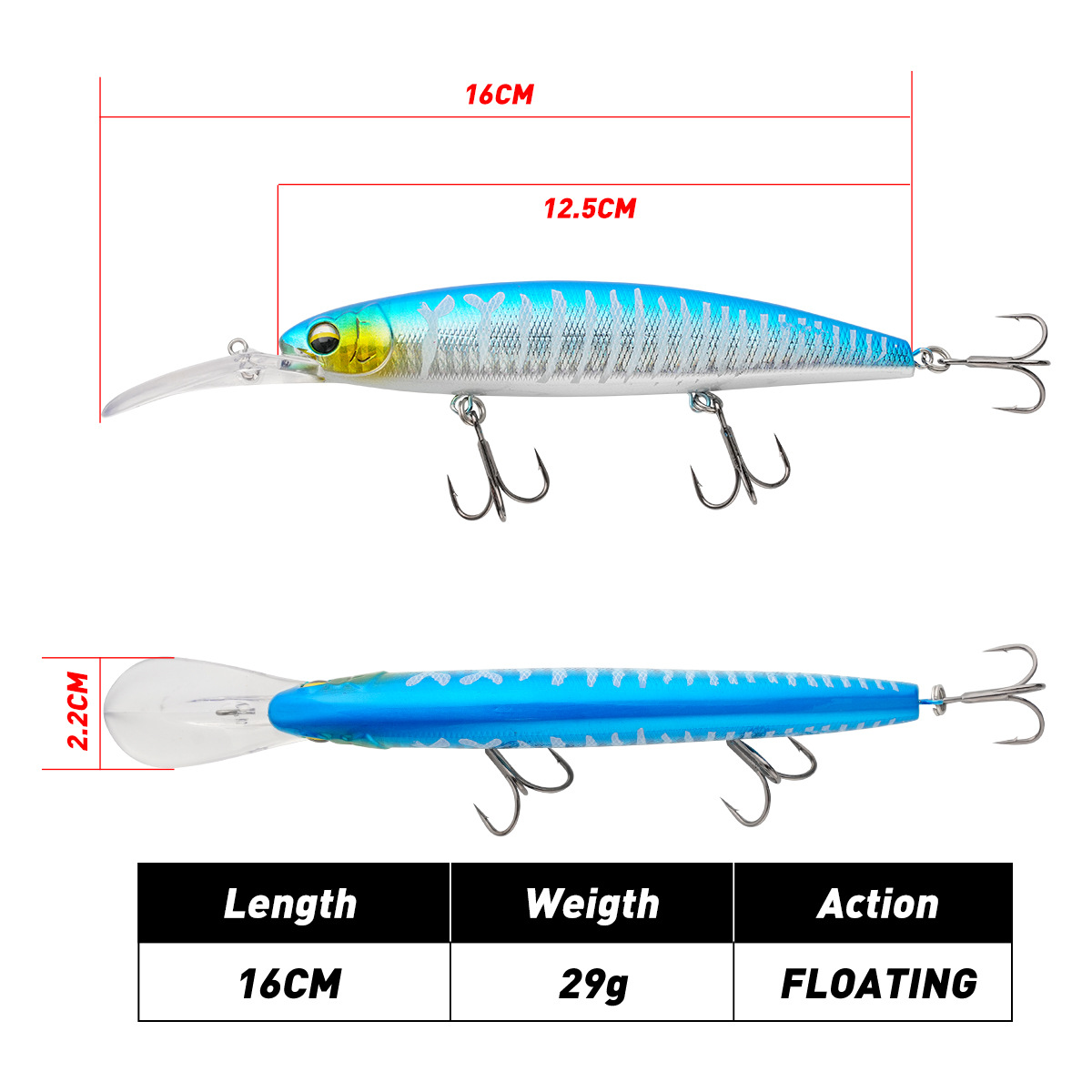Cheery Lure Bionic Long Tongue Plate Fishing Bait 16cm29g Floating Water Trolling Boat Yellow Tip Cannonball Tuna Carp Marlin Pl – Minnow – view 4