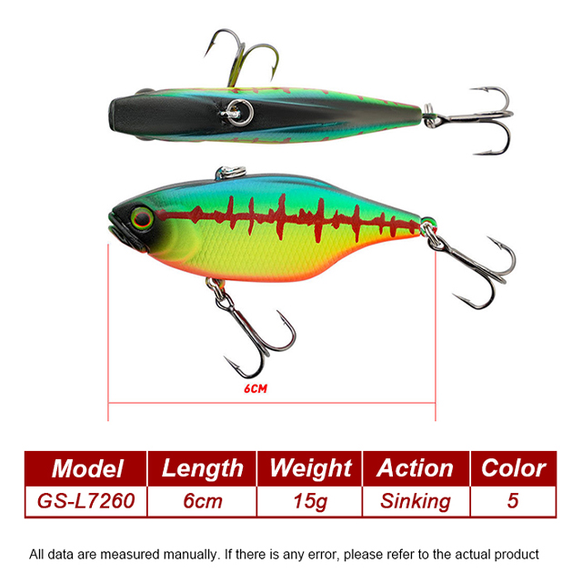 Cheery Vibe Lure Artificial 60mm Lipless Crankbait Sinking Vib Lure Hard Plastic Crank Bait Fishing Lure for Bass Trout – Metal Lure – view 3