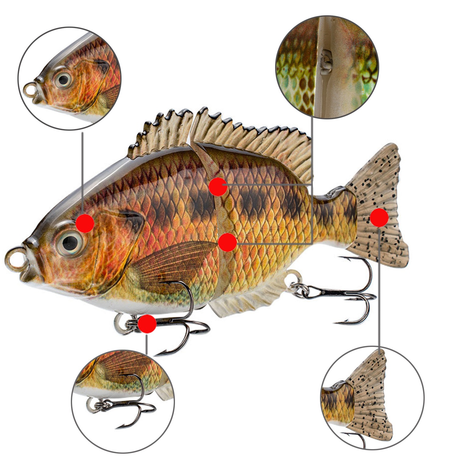 Cheery High Quality 14cm 82g 2 Section Sunfish Lure Multi-segment Bait Artificial Bionic Bait Fishing Hard Lure – Fishing Lure – view 3