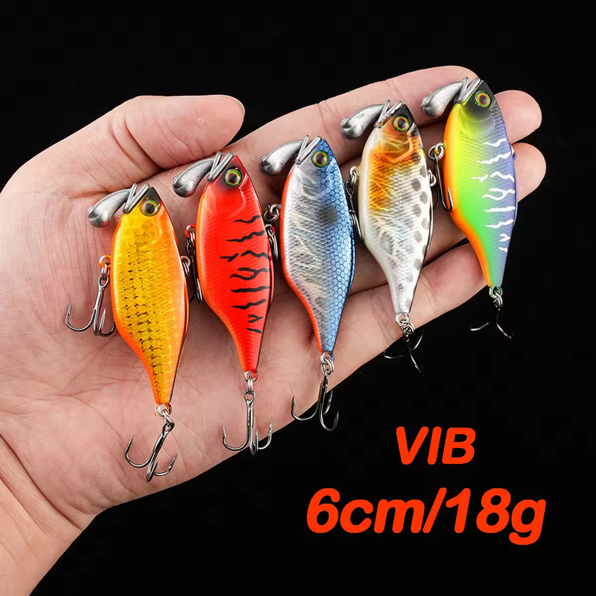 Cheery 60mm/18g Hard Artificial Plastic Bait Sinking VIB Lure Rattle Beads Wobbler for Carp Fishing Printed for Bass Trout Fishi – Other Hard Lure – view 2