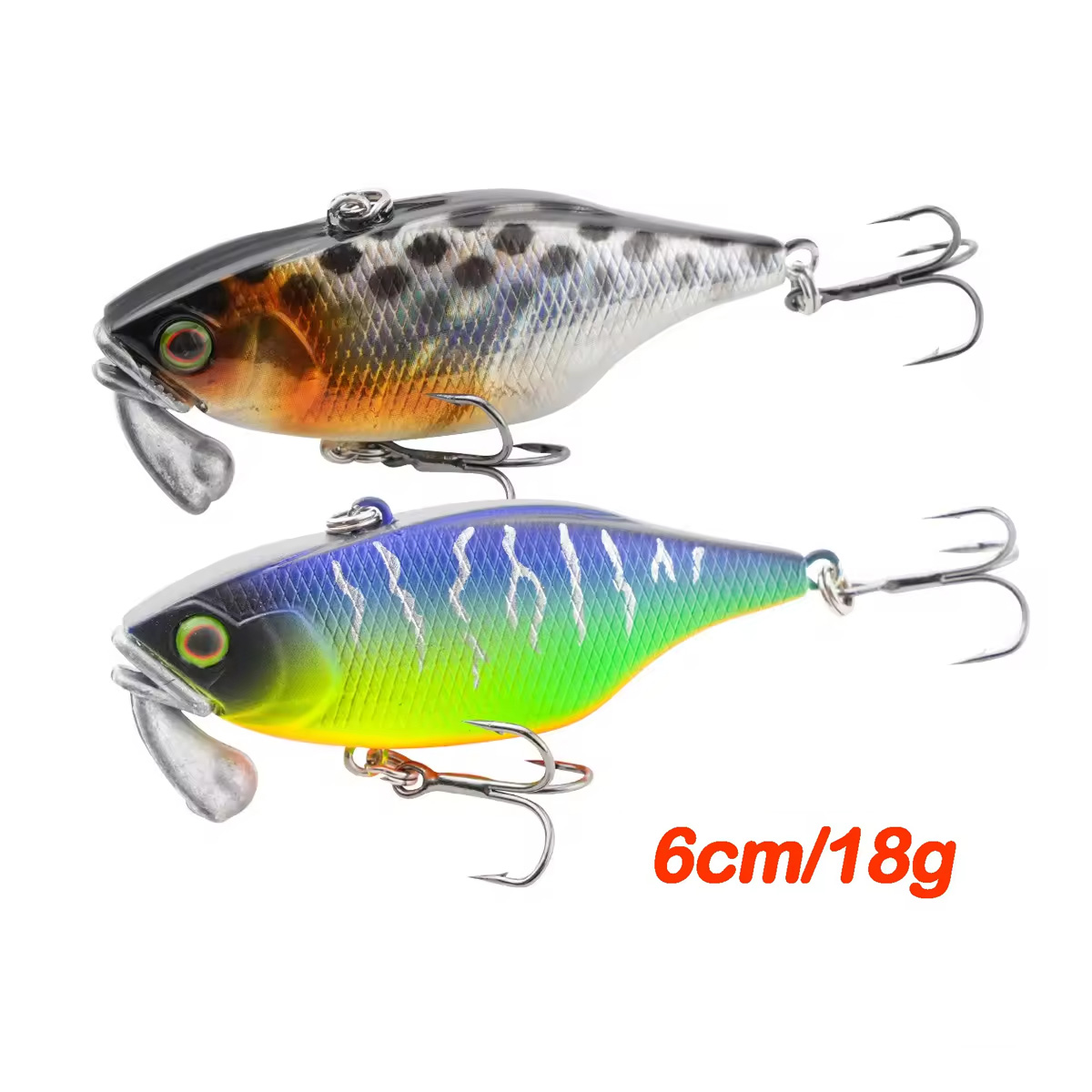 Cheery 60mm/18g Hard Artificial Plastic Bait Sinking VIB Lure Rattle Beads Wobbler for Carp Fishing Printed for Bass Trout Fishi – Other Hard Lure – view 1