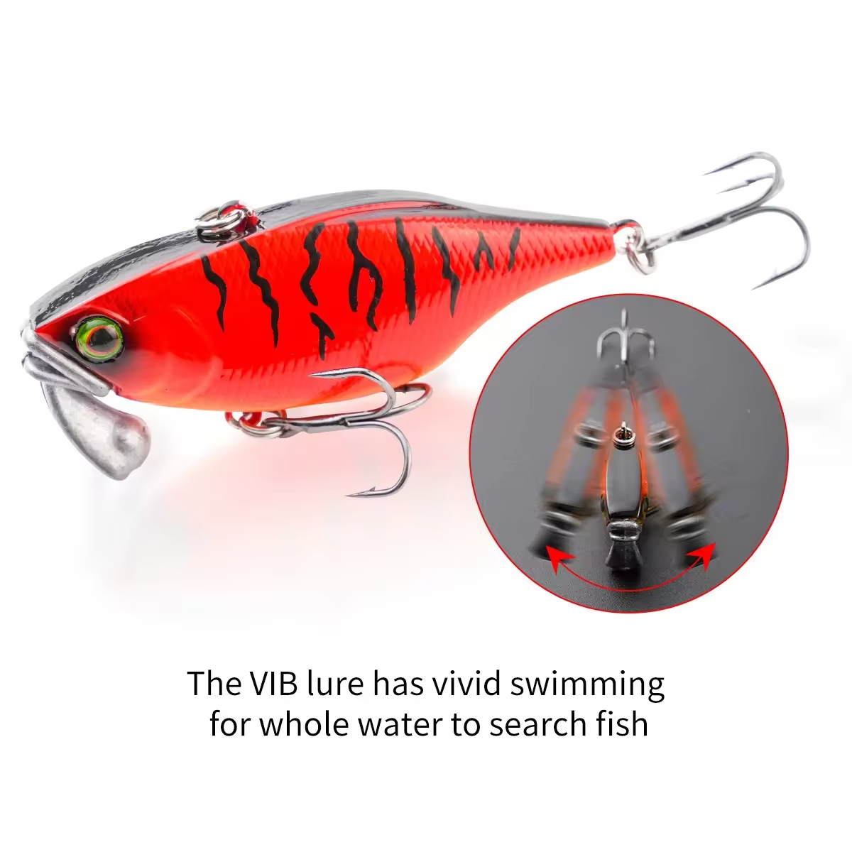 Cheery 60mm/18g Hard Artificial Plastic Bait Sinking VIB Lure Rattle Beads Wobbler for Carp Fishing Printed for Bass Trout Fishi – Other Hard Lure – view 5