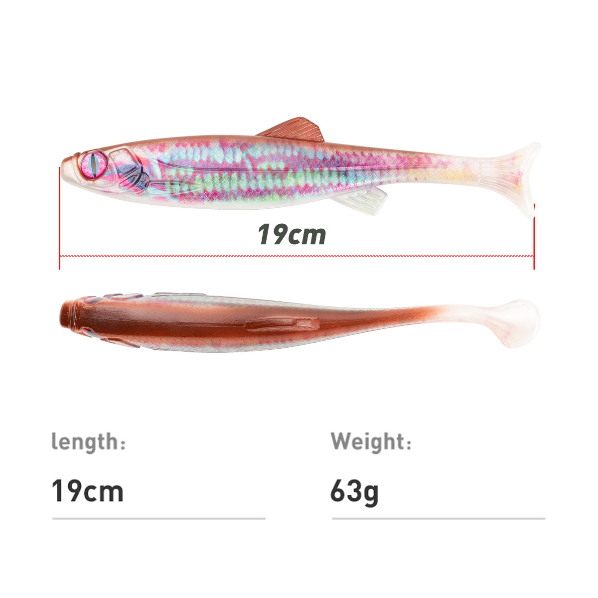 Cheery 19cm 63g 10color Large Size T-tail Soft Bait for Pike Grouper Giant Grouper and Black Bass PVC Fishing Soft Lure – Worms & Grubs – view 3