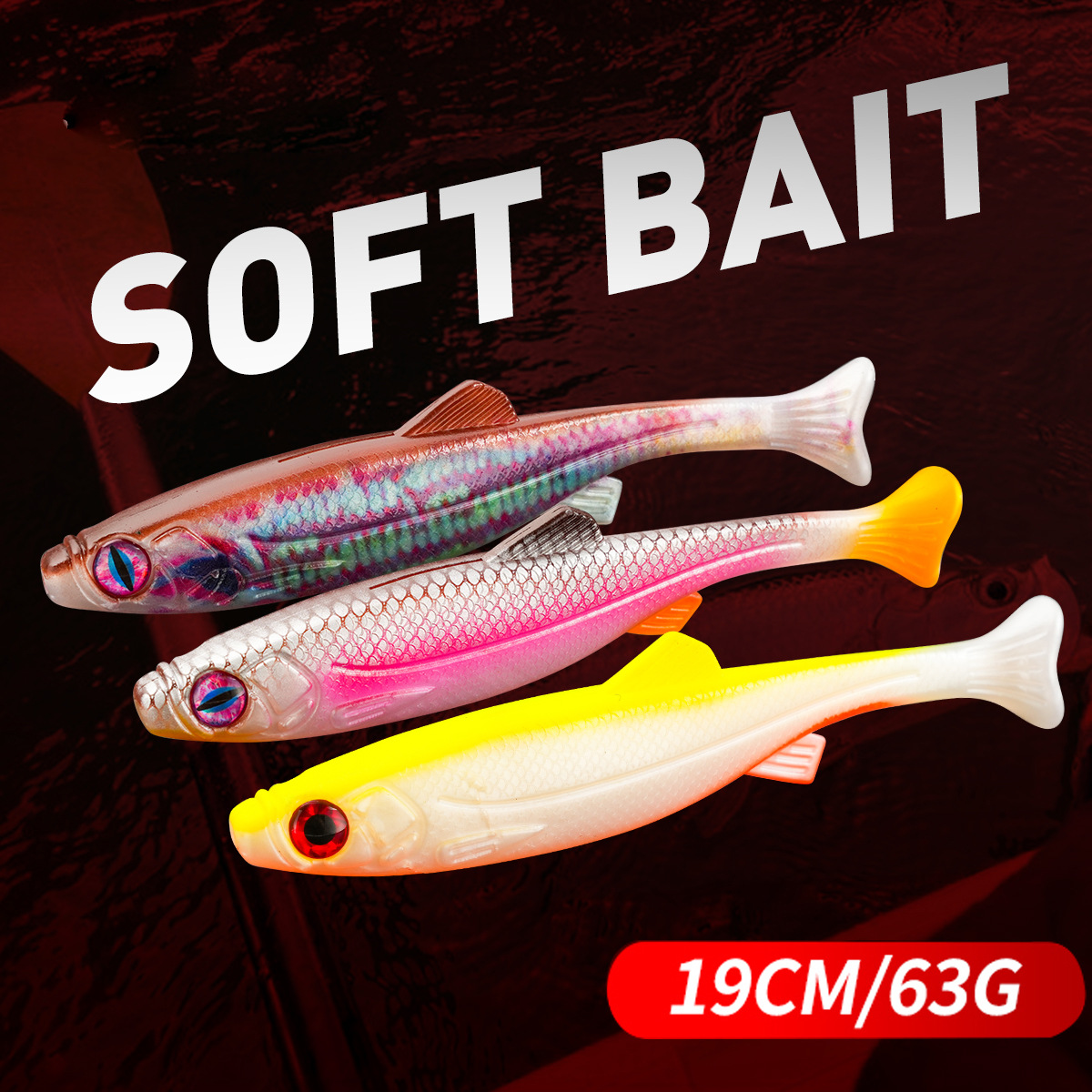 Cheery 19cm 63g 10color Large Size T-tail Soft Bait for Pike Grouper Giant Grouper and Black Bass PVC Fishing Soft Lure – Worms & Grubs – view 2