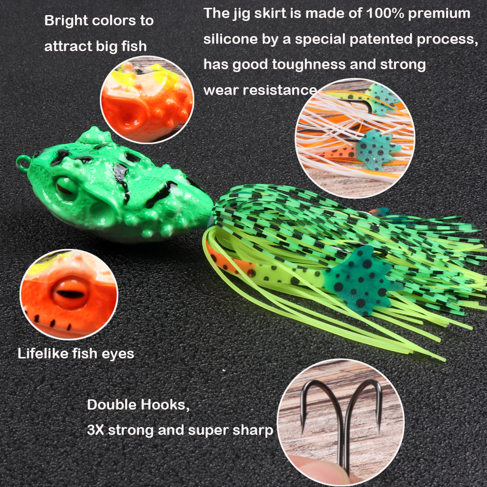 Cheery TEUKIM 5cm 11g Hard Body Floating Frog with Hooks Artificial Fishing Lure for Bass Pesca Snakehead Lures – Frog – view 4