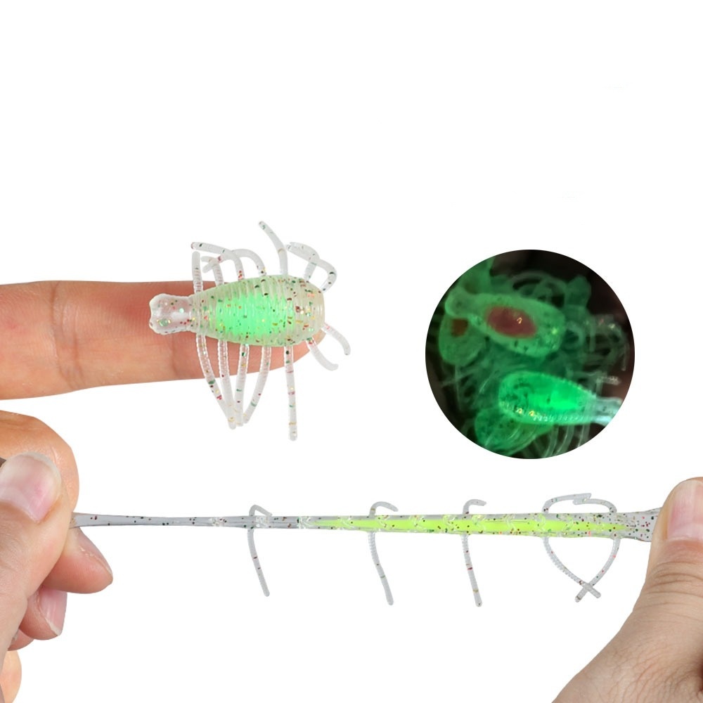 Cheery New TPR Noctilucent Bait 20pcs/box 2.7 cm Maggot Bionic Soft Bait Fishing Bug Bait Artificial Bionic Luminous Floating – Soft Lure – view 1