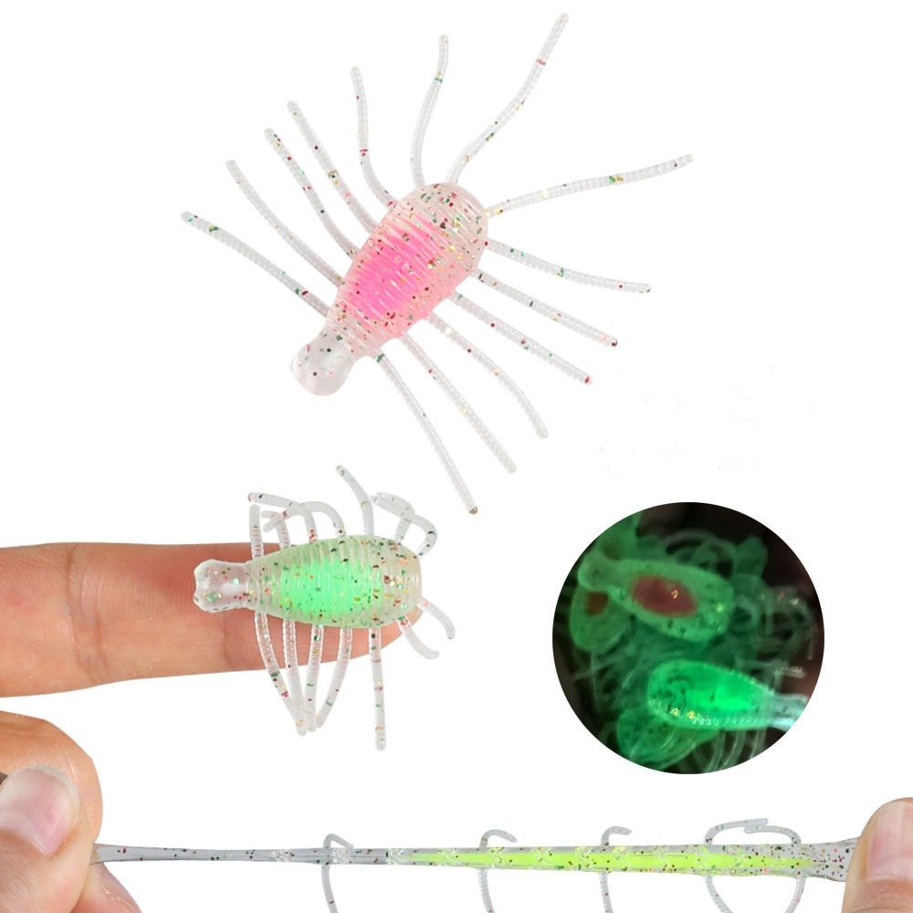 Cheery New TPR Noctilucent Bait 20pcs/box 2.7 cm Maggot Bionic Soft Bait Fishing Bug Bait Artificial Bionic Luminous Floating – Soft Lure – view 5