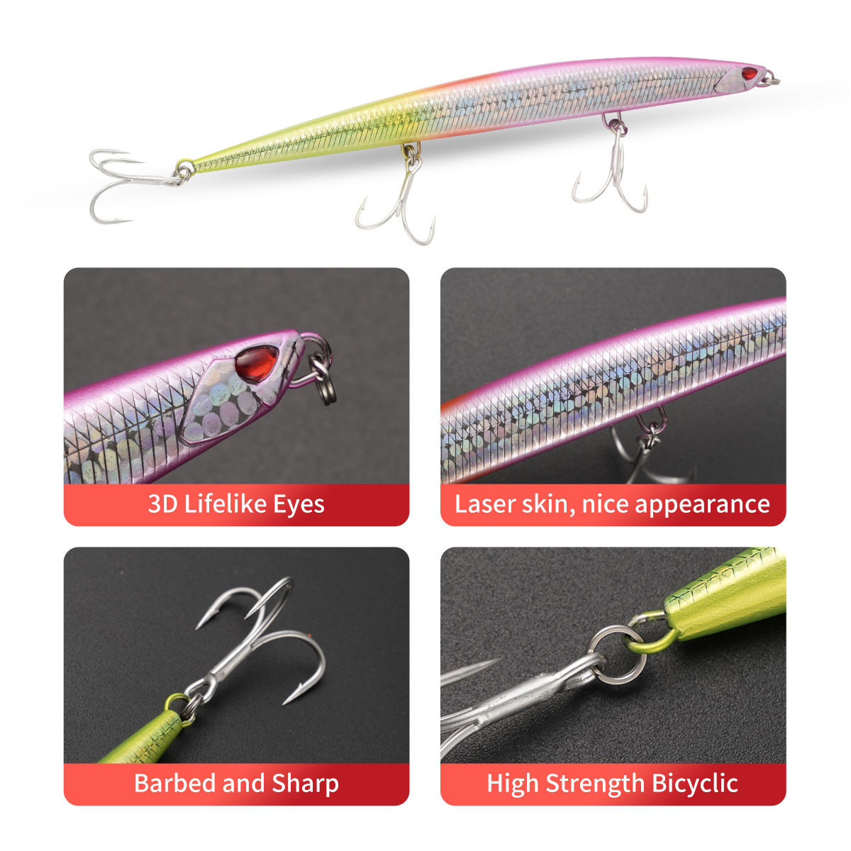 Cheery New 180mm 52g Tuna Fishing Bait High Quality Saltwater Long Casting Pencil Fishing Lures Minnow Lure – Pencil – view 3