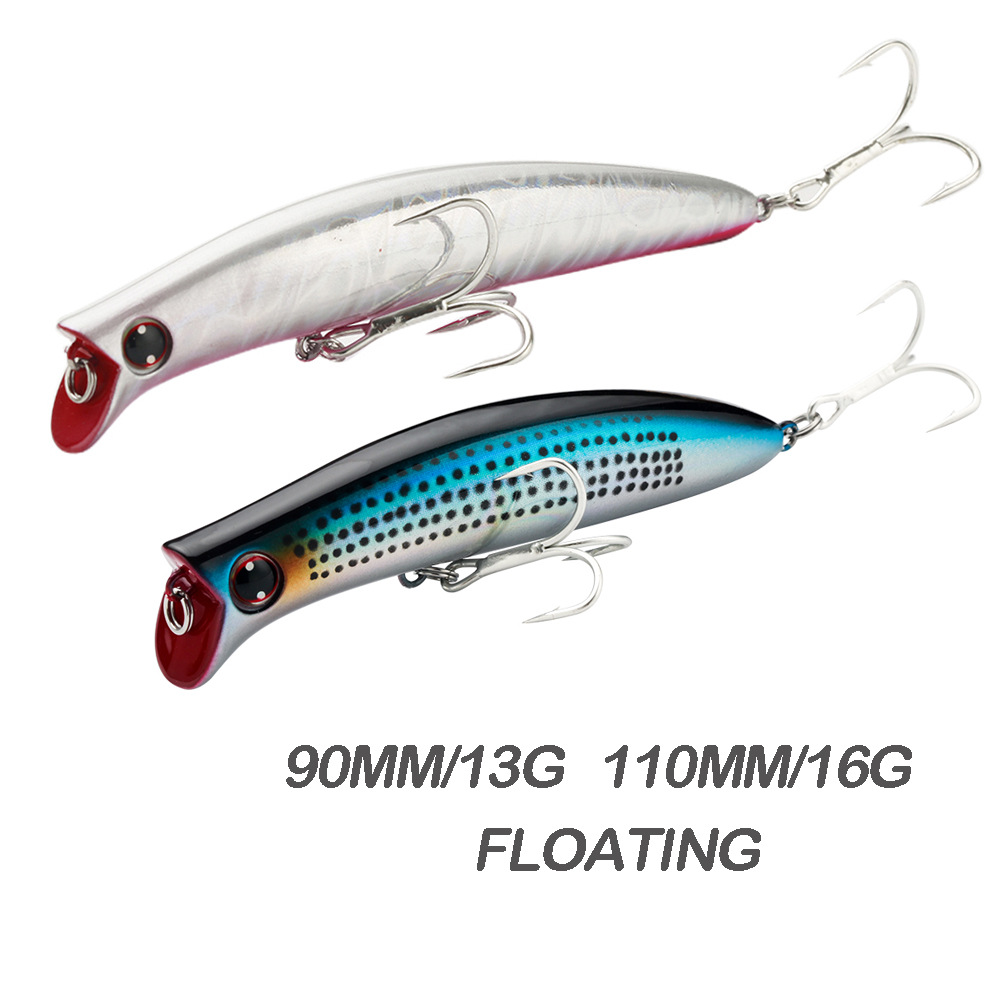 Cheery High Quality 90mm/13g 110mm/16g 8color Artificial Floating Topwater Hard Plastic Popper Floating Minnow 3D Eye Hard Fishi – Popper – view 1