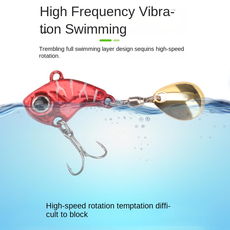 New Luya Bait Fast Spinning Small Whirlwind Vibration VIB Iron Plate Metal Sequin Sea Fishing Fresh Water Printed Artificial – Hard Lure – view 3