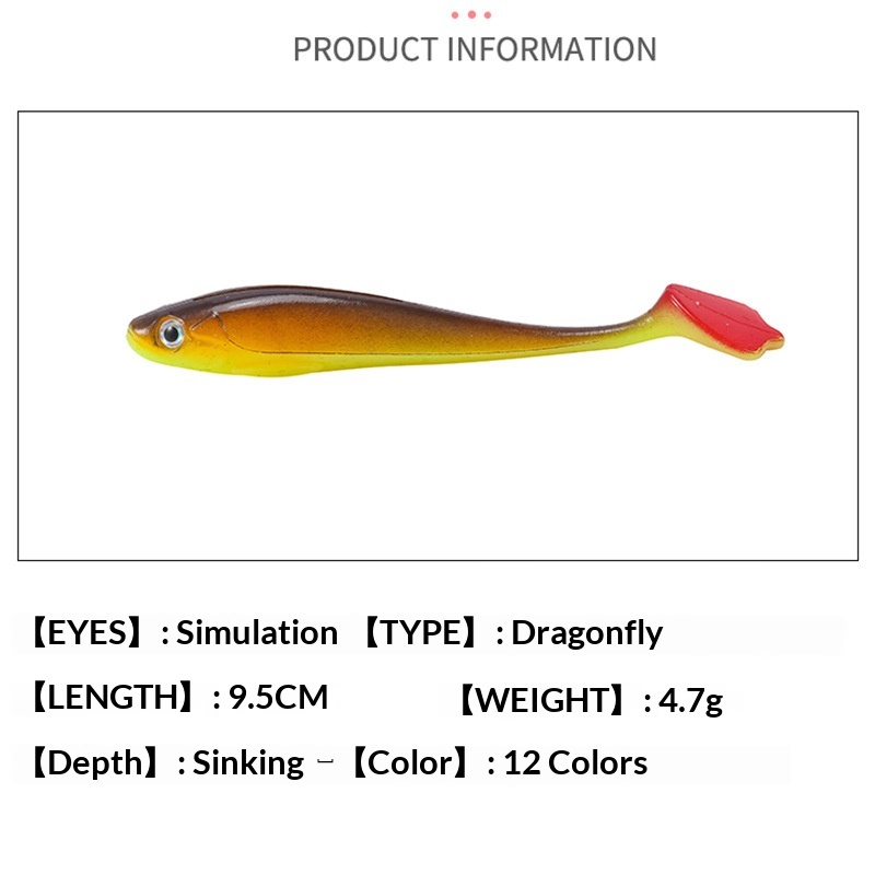 New Style Lure 9.5cm/5g Jerkbait T-Tail Artificial Soft Bait PVC Sea Fishing 3D Fish Eye Factory Wholesale – Worms & Grubs – view 2