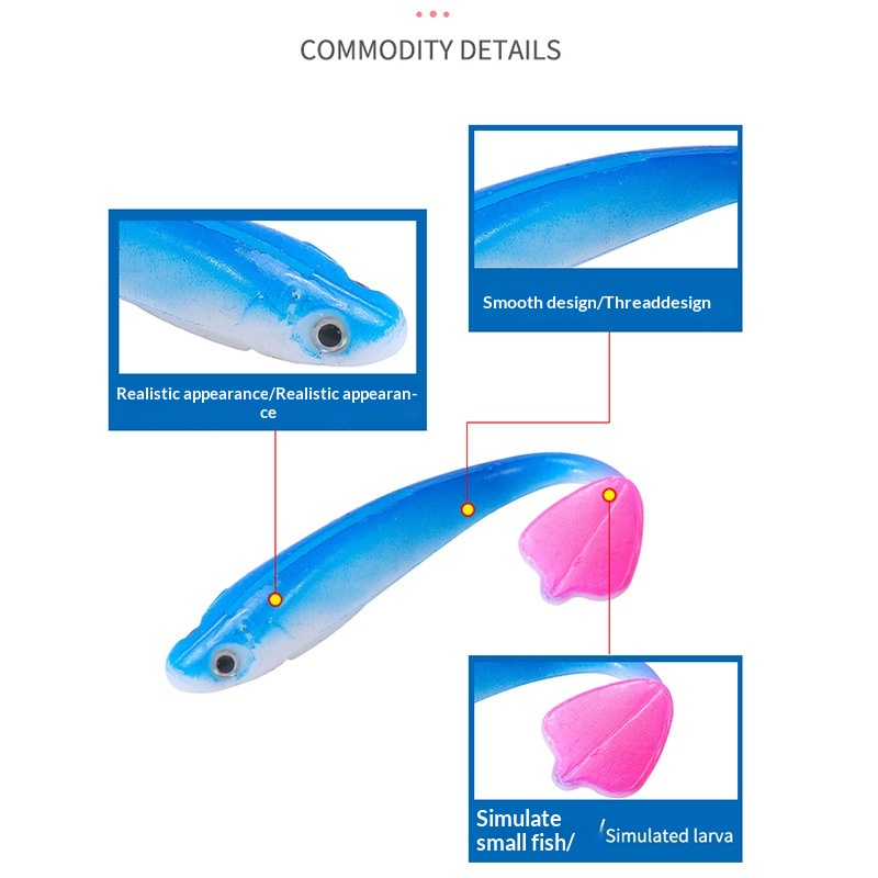 New Style Lure 9.5cm/5g Jerkbait T-Tail Artificial Soft Bait PVC Sea Fishing 3D Fish Eye Factory Wholesale – Worms & Grubs – view 3
