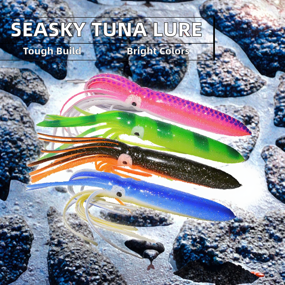 SEASKY 18cm 15g Soft Plastic Tuna Fishing Lure Printed Saltwater Jigging Squid Skirt for Snapper and Shark – Octopus Skirt – view 2