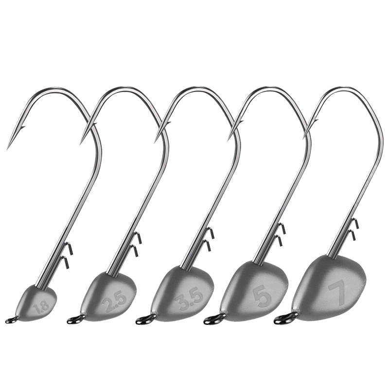 New Arrival 1.8g 2.5g 3.5g 5g 7g Lead Head Fishing Hook Barbed Jig for Trout Soft Worm Lure for Sea Fly Fishing Techniques – Fishhook – view 1